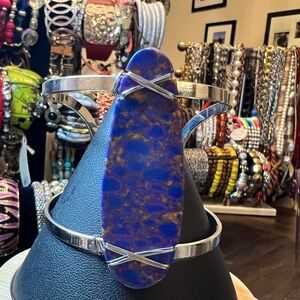 Silver and Blue Stone Cuff Bracelet